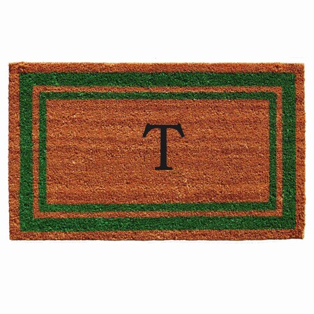 Monogram Door Mat, Natural, Green, 18 in W x 30 in L